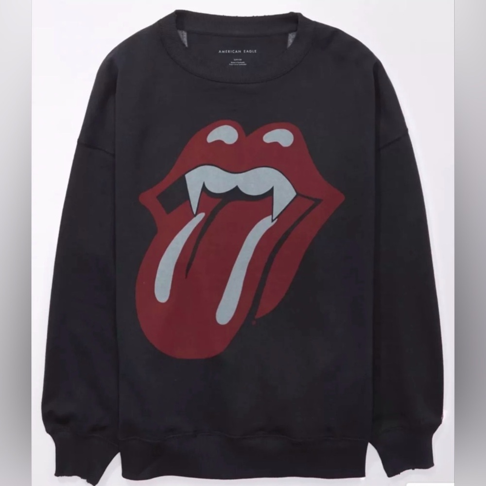 American Eagle Halloween Rolling Stones Vampire Teeth Crewneck Sweatshirt Medium